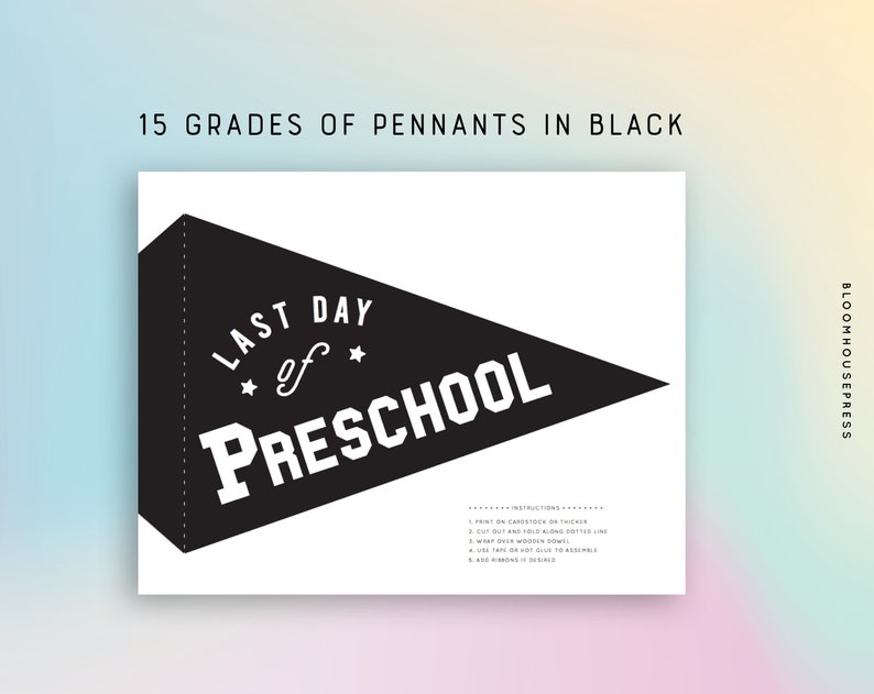 Last Day of School Pennant: Printable Grade Flags (PDF) - Etsy