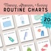 Daily Visual Routine Chart with Cards Morning Afternoon Evening Schedule for Kids Toddler Editable Printable Rhythm Chore Chart Pictures 
