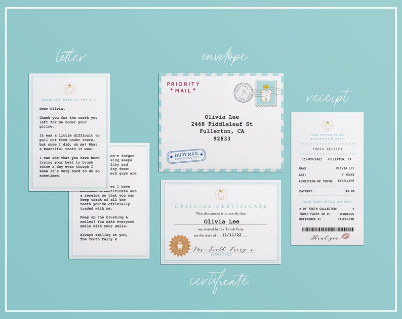 Tooth Fairy Letter Kit Bundle Mini Set Printable Editable - Etsy