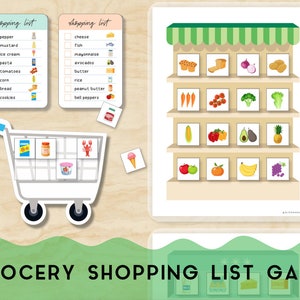 買い物リスト 食料品ゲーム ごっこ遊び 教育ホームスクールアクティビティ 忙しい本 幼稚園 印刷可能 子供 幼児 ファイルフォルダー ゲーム PDF