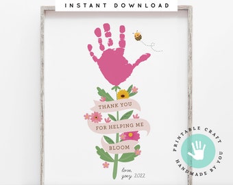 Handprint Flower Art: Personalized Teacher/Grandparent Gift (Digital Download)