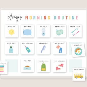Daily Visual Routine Chart with Cards Morning Afternoon Evening Schedule for Kids Toddler Editable Printable Rhythm Chore Chart Pictures image 2
