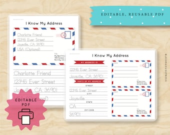 Address Practice Worksheet: Kids Learning Activity (Editable PDF)