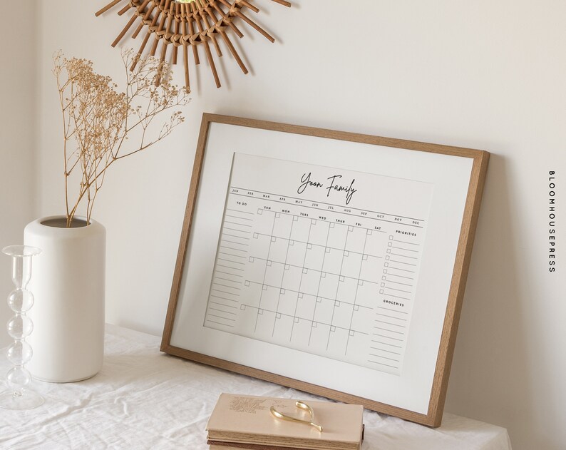 Family Calendar Chore Chart Editable Customizable Etsy