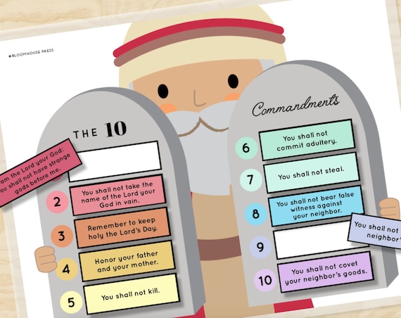 Ten Commandments Worksheet Catholic Protestant Sunday School Etsy