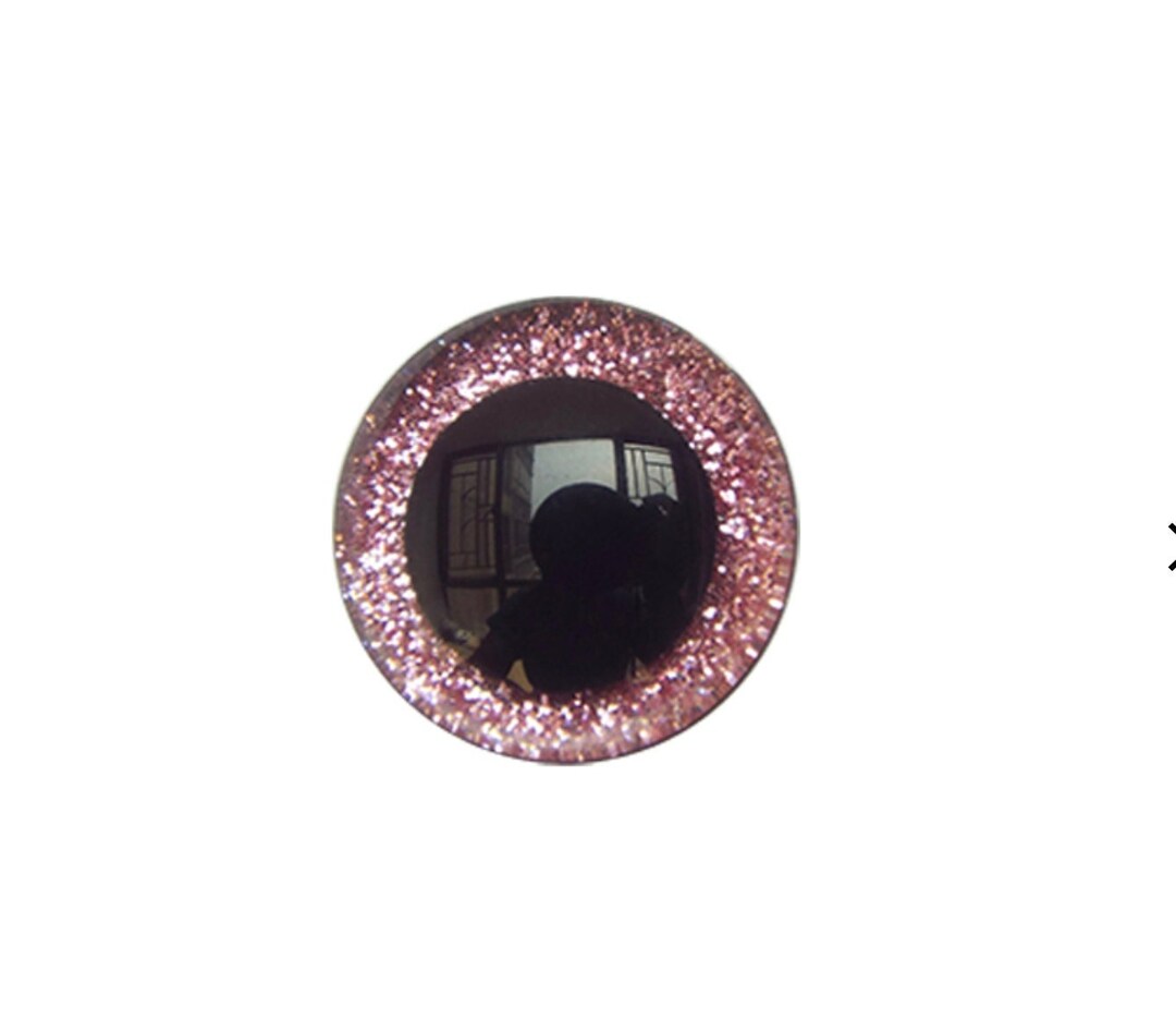 18mm Glitter Safety Eyes, Safety Plastic Eyes With 3D Pink Glitter Iris and Washers 1 Pair