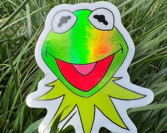 Kermit the Frog Head Holographic Sticker