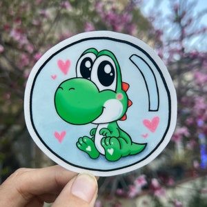 Yoshi in bubble - clear sticker - Super Mario Bros.