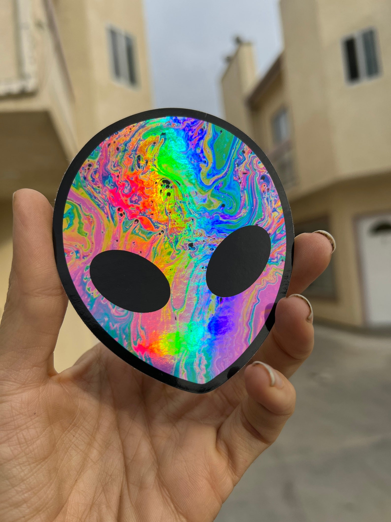 Alien Head Holographic Sticker | Etsy