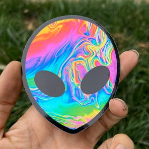 Alien Head Holographic Sticker