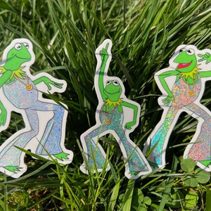 Naklejki z brokatem Disco Kermit the Frog (3 sztuki)
