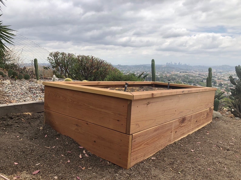 Untreated Redwood Raised Garden Bed Etsy