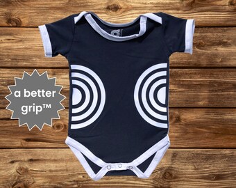 The Circles - Grip-a-Baby™ Non-Slip Infant Bodysuit - grippy baby clothing - luxurious infant Gripsuit™ features grippy gel-ink graphics