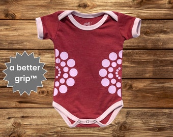 Dots a Lot - Grip-a-Baby™ Non-Slip Infant Bodysuit - grippy baby clothing - luxurious infant Gripsuit™ features grippy gel-ink graphics