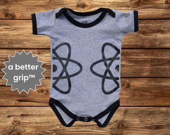 Atom Theory - Grip-a-Baby™ Non-Slip Infant Bodysuit - grippy baby clothing - luxurious infant Gripsuit™ features grippy gel-ink graphics
