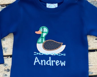 Personalized Mallard Duck Applique Baby Romper: Hunting Outfit
