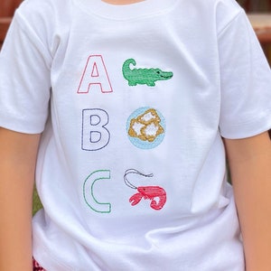 Louisiana ABCs Back to School Shirt: Cajun Alligator, Beignet, Crawfish