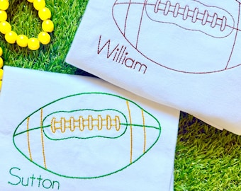 Customized Football Shirt! Vintage Stitch Football Shirt or Romper - Long or Short Sleeve Boys Baby Toddler - Optional Pants or Shorts