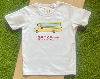 Personalized Embroidered School Bus Shirt: First Day Outfit
