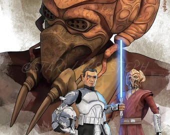 The Duo ~ Plo & Wolffe ~ 8x10 Semi-Gloss Print ~ Star Wars Art