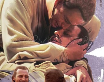 Lost Master ~ Obi-Wan & Qui-Gon ~ 8x10 Semi-Gloss Print ~ Star Wars Art
