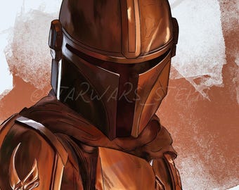The Bounty Hunter ~ Din Djarin ~ 8x10 Semi-Gloss Print ~ Star Wars Art
