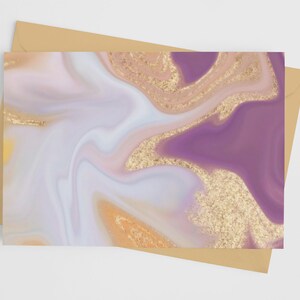 Belle carte postale | | vide Liquid Purple Light Blue Gold Print + Enveloppes (7 pcs) | Cartes de remerciement uniques, cartes de notes, toutes les occasions