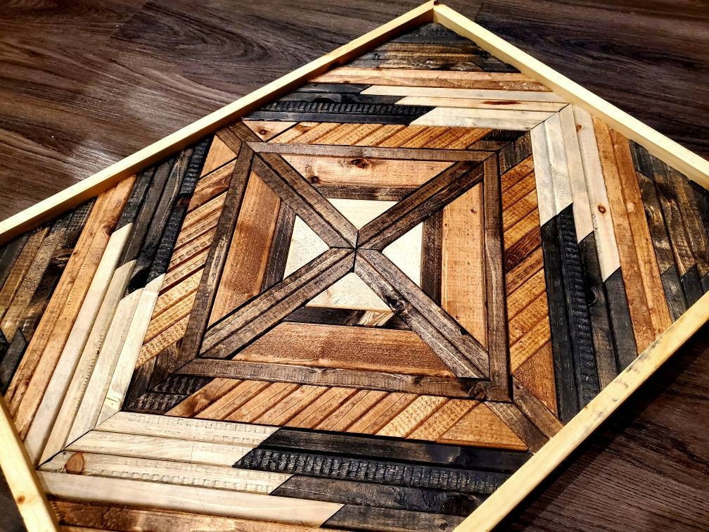 Handmade reclaimed wood geometric wall art Etsy