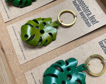 Monstera Leaf Lädernyckelring Nyckelring Väska Hängande Berlock