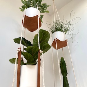 DOUBLE tier leather plant HAMMOCK HARNESS hanging plant hanger plant pot boho decor plant swing stand hygge