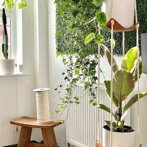 DOUBLE Plant hanger tier artisan leather  hammock hanger hanging plant pot boho decor plant swing plant stand 60” drop HYGGE