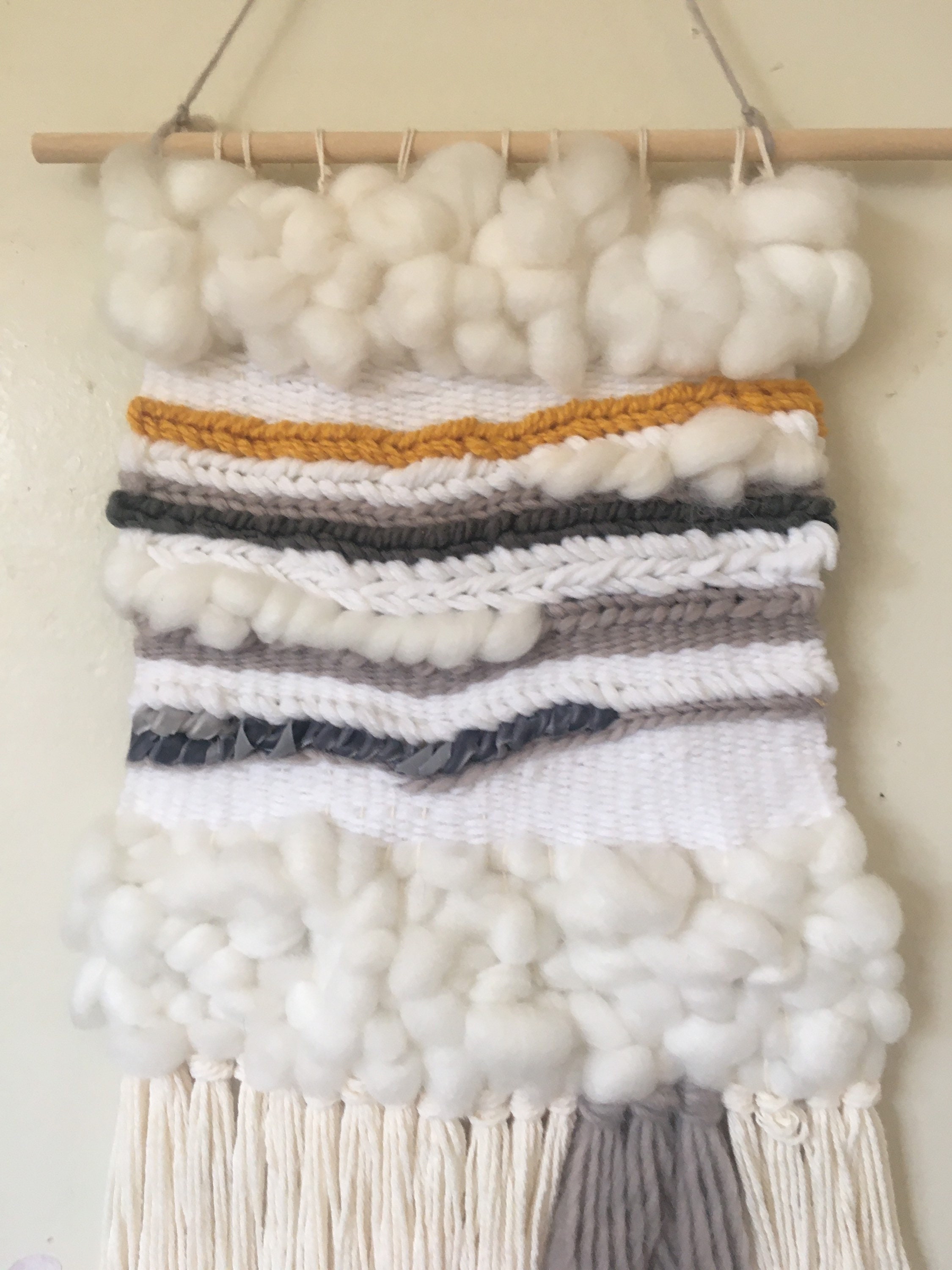 Yellow and Gray Woven Wall Hanging Etsy