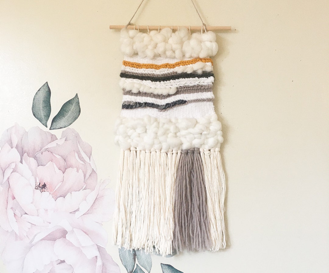 Yellow and Gray Woven Wall Hanging Etsy