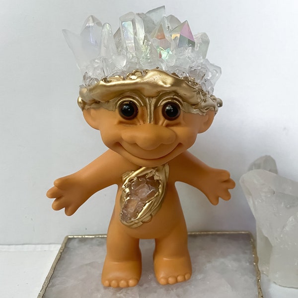 Upcycled Crystal Full Size Troll Doll Aura Quartz BENEFITS CHARITY