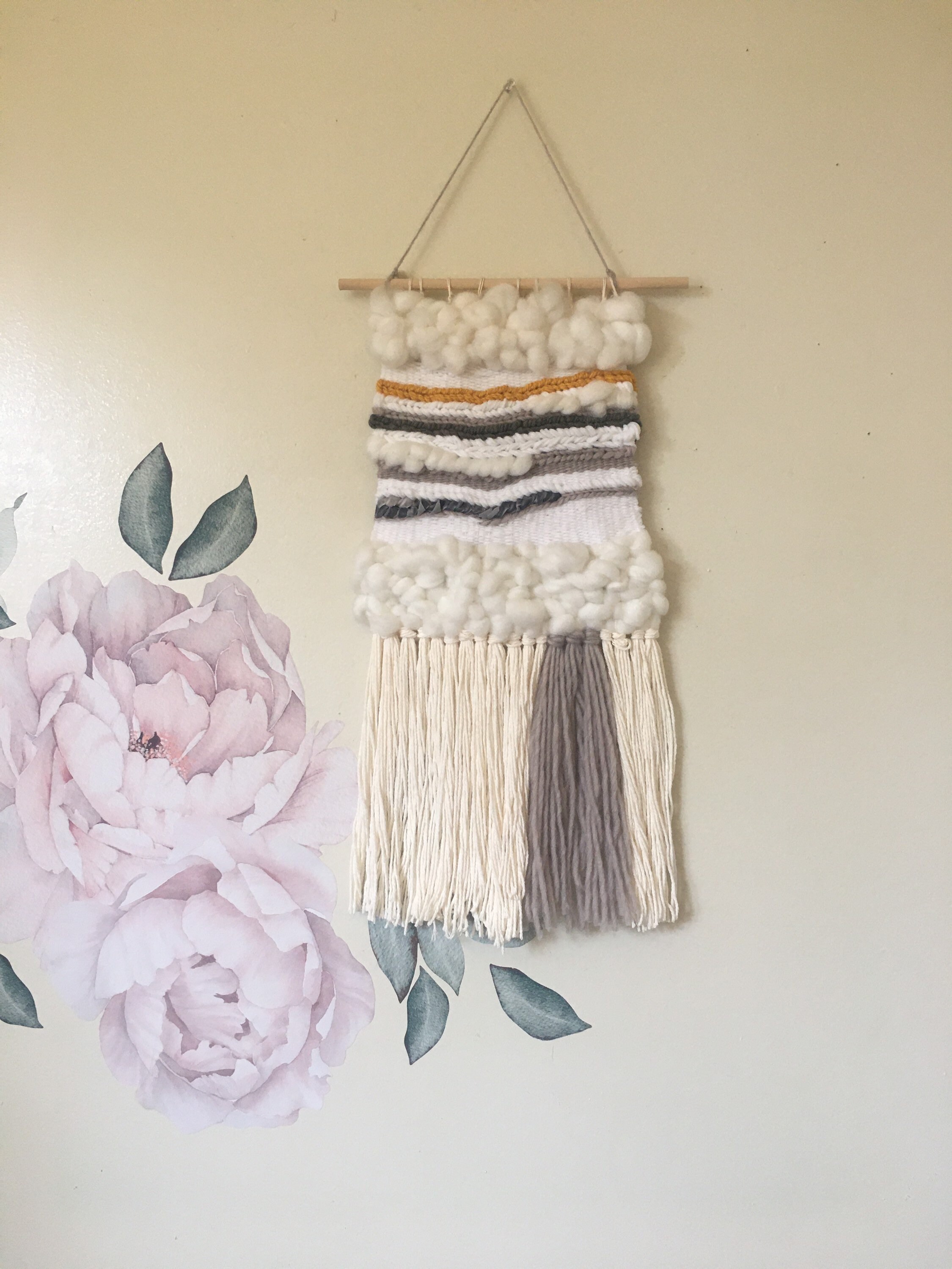 Yellow and Gray Woven Wall Hanging Etsy