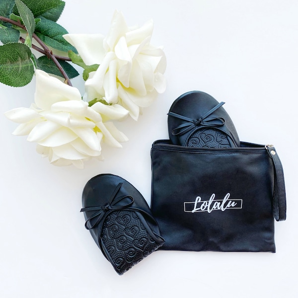 Lolalu black flats,  Rollable flats, Rollable shoes, Foldable flats, Foldable flats, Wedding slippers, Bridesmaid slippers, Bridesmaid flats