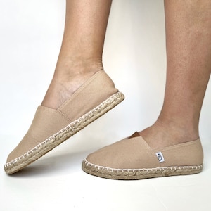 Lolalu Women's Beige Spanish Espadrilles Flat Shoes |  Hand Stitched  | Designed in Spain