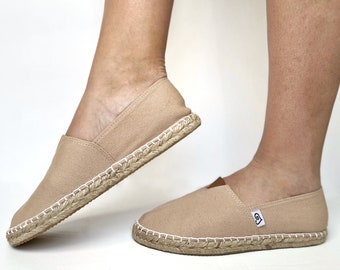 Lolalu Women's Beige Spanish Espadrilles Flat Shoes |  Hand Stitched  | Designed in Spain