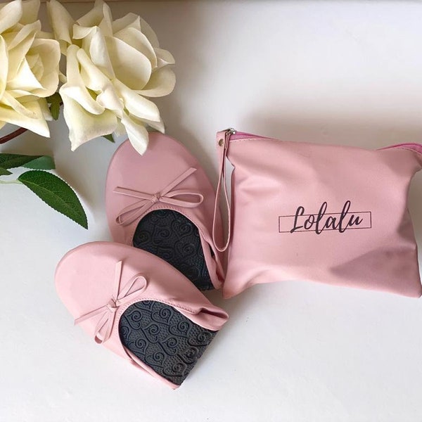 Lolalu Baby Pink flats,  Rollable flats, Rollable shoes, Foldable flats, Foldable flats, Wedding slippers, Bridesmaid slippers