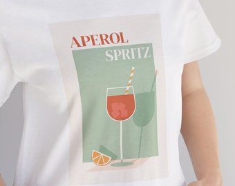 Vintage Aperol Spritz Cocktail T-shirt voor wijnliefhebbers | Leuk retro T-shirt met grafische print voor dames | Oversized Aperol Italiaans wijnshirt