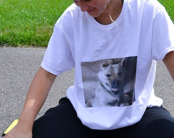 Aangepaste T-shirt voor huisdieren | Aangepast Hondenshirt | Kat foto T-shirt | Gepersonaliseerd cadeau | Hondenbezitters T-shirt | huisdier afbeelding tshirt | Vrouwen, mannen, kinderen