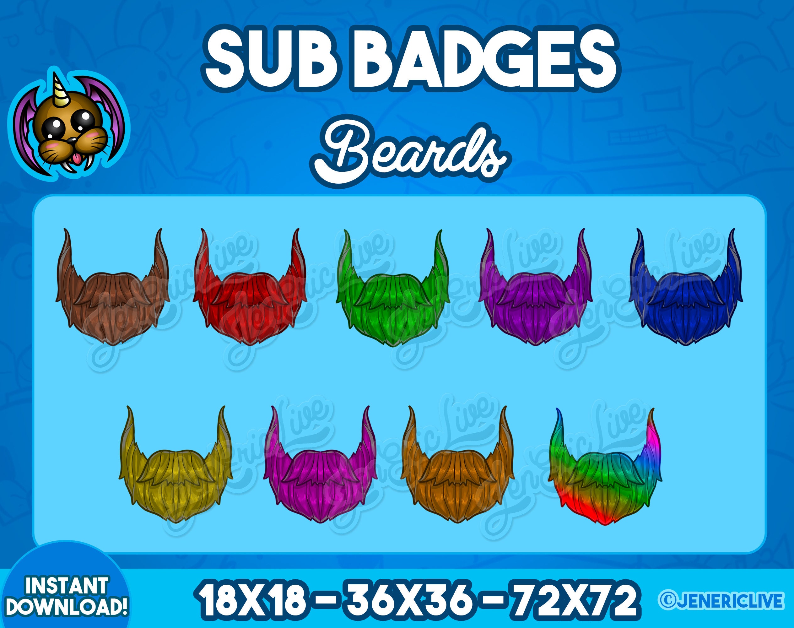 Beards Twitch Sub Badges Cheer Bit Badge Streamer Etsy Ireland