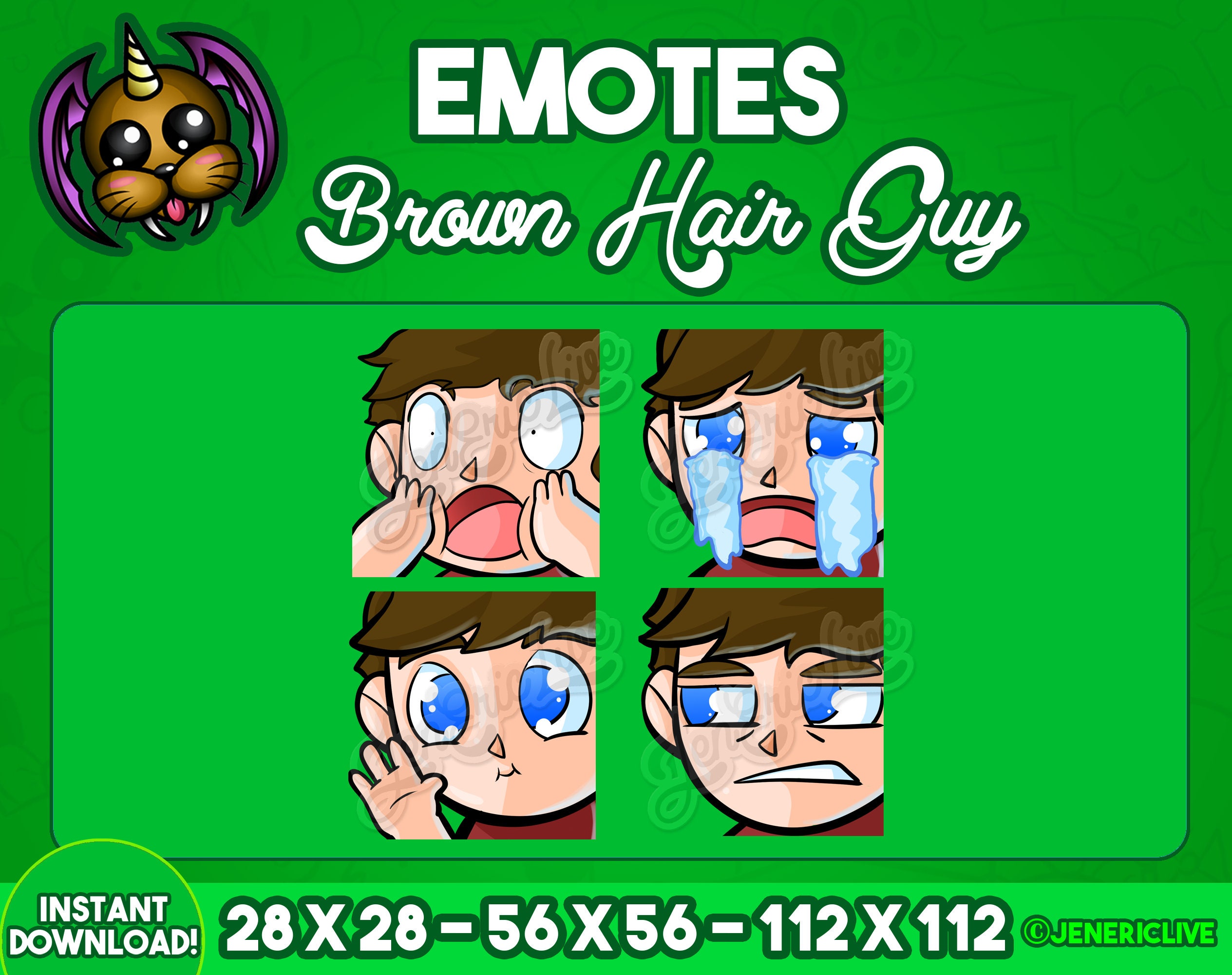 Brown Hair Guy Emote / Discord Emotes / White Guy / Blue Eyes | Etsy India