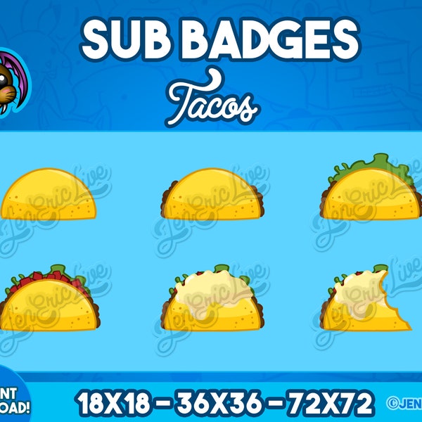 Tacos - Twitch Sub badges / cheer bit badge / streamer