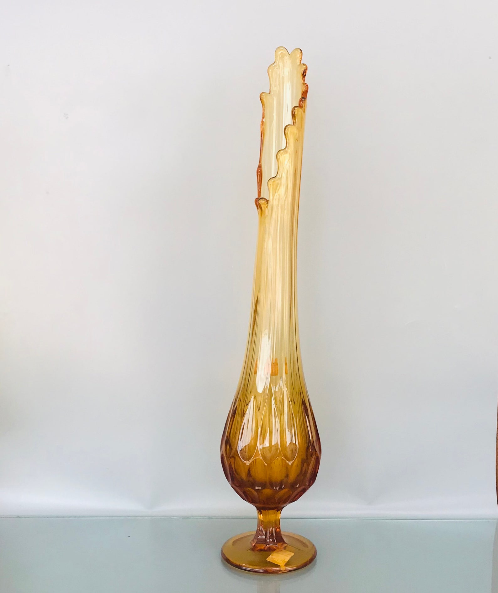 Fenton Thumbprint Amber Swung Vase Etsy