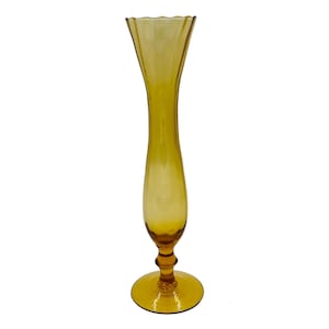 Vintage EMPOLI Amber Vase MCM Mid Century  Swung Stretch 13” Italy