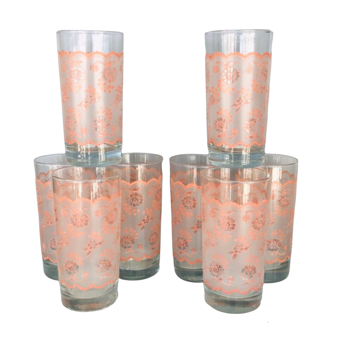 Vintage Tiara Exclusives 12oz Drinking Glasses Set of 8 Etsy