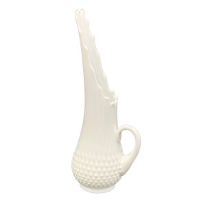 Vintage FENTON Hobnail White Milk Glass Pitcher Swung Stretch Vase 15”