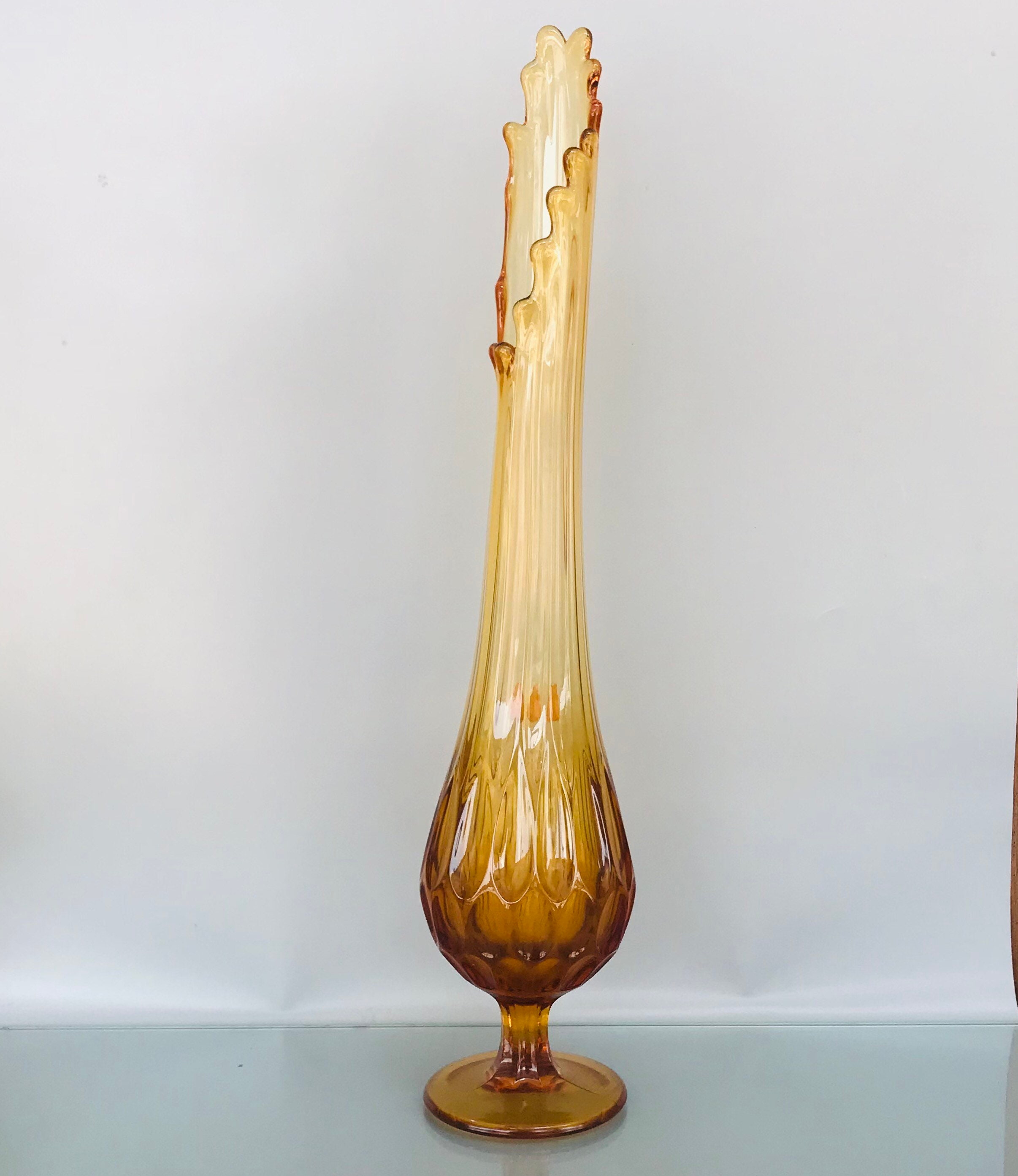 Fenton Thumbprint Amber Swung Vase Etsy