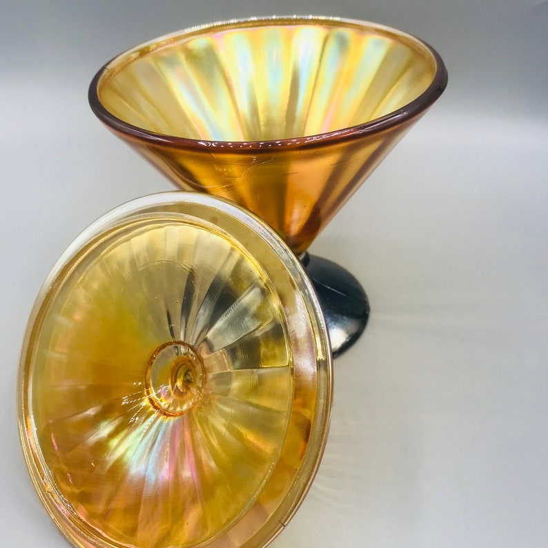 Vintage Carnival Glass Fenton Lidded Candy Dish Etsy